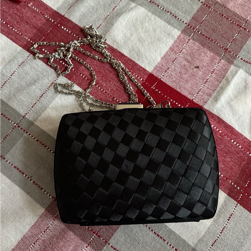 Elegant Black Woven Clutch